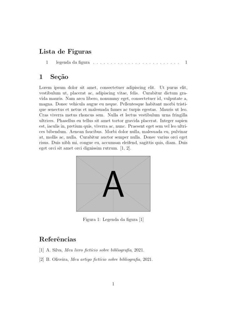 Página da lista de figuras sem a citação sobre como evitar citações em legendas no LaTeX