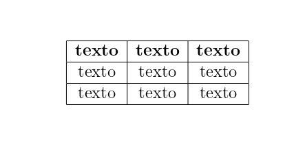 Todos os itens da coluna da tabela em negrito no LaTeX