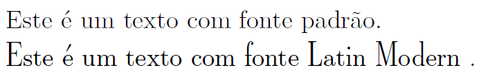 Resultado de como utilizar uma fnte específica no texto em LaTeX